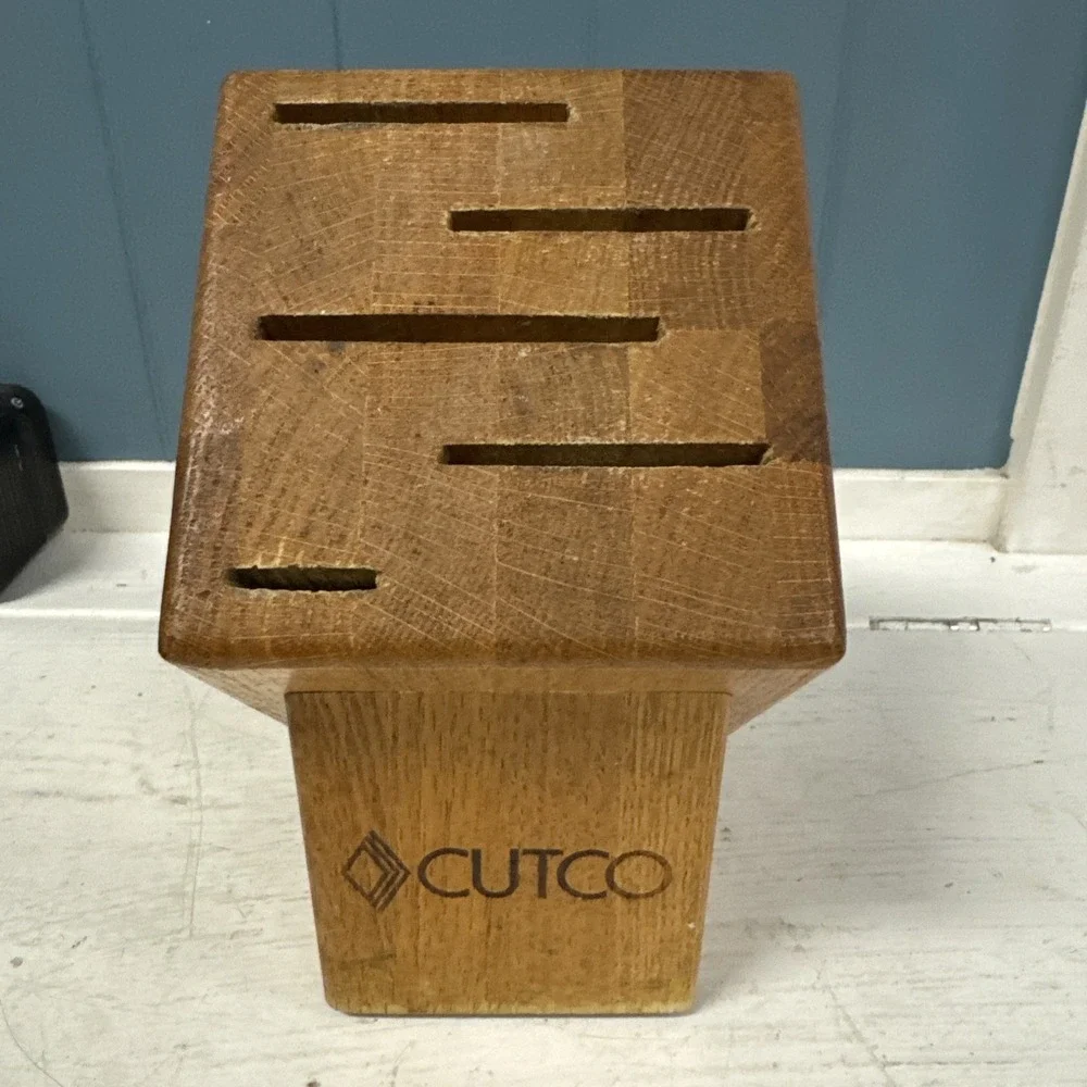 Cutco Gourmet Solid Wood Honey Oak 5 Slot Knife‎ Block 1749 Storage Holder Only